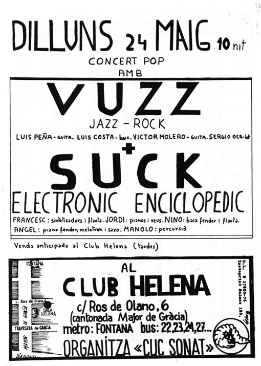Cartel del Club Helena 24-5-76 (Cortesia de Xavi Cot)