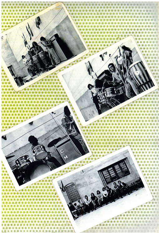 Grupo sin nombre. Ángel Galcerá al micro, Pito guitarra solista y Manolo Torres a la bateria (Fiesta Mayor Barri de Sta Eulalia 1972)