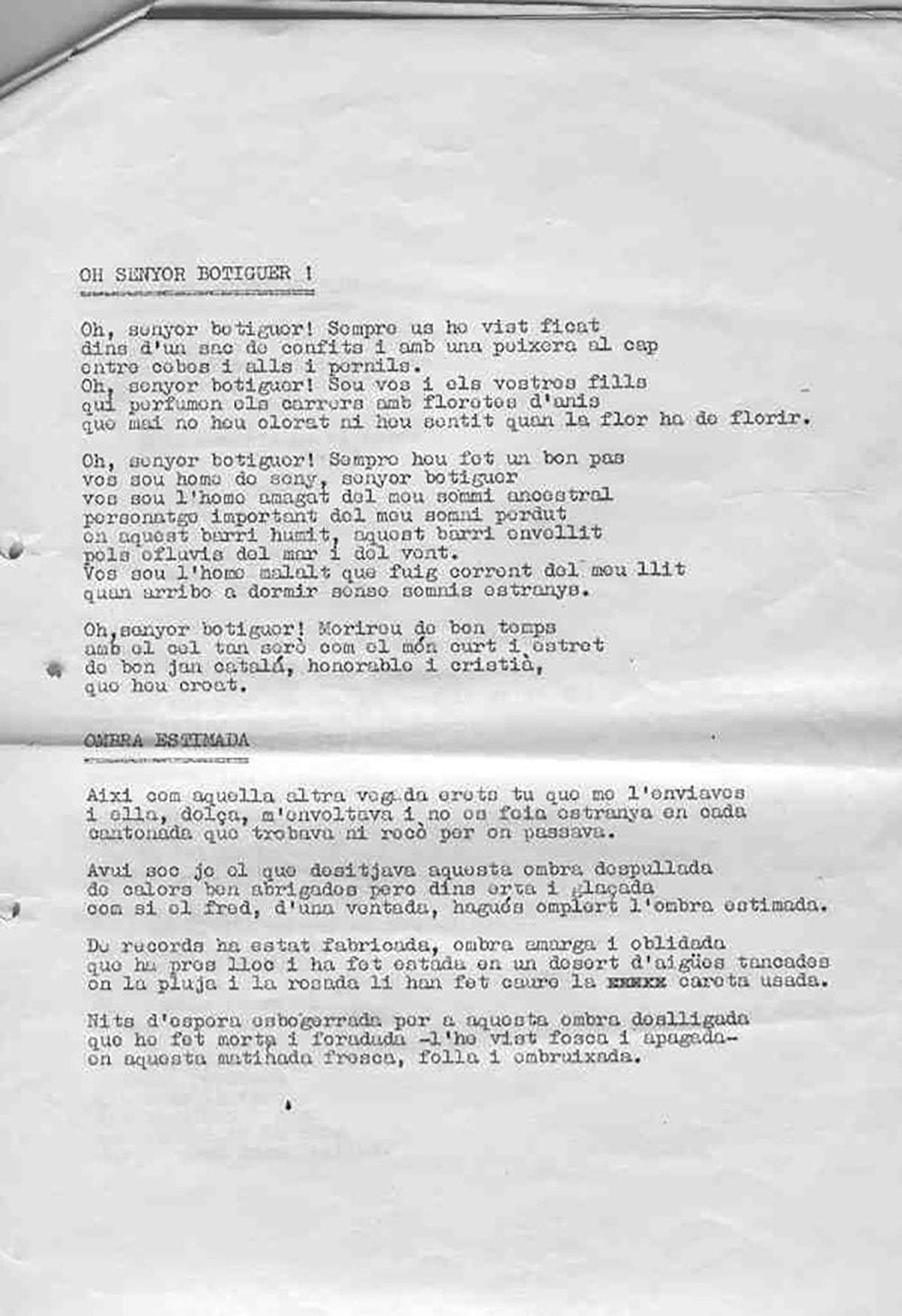 Oh Senyor botiguer + Ombra estimada