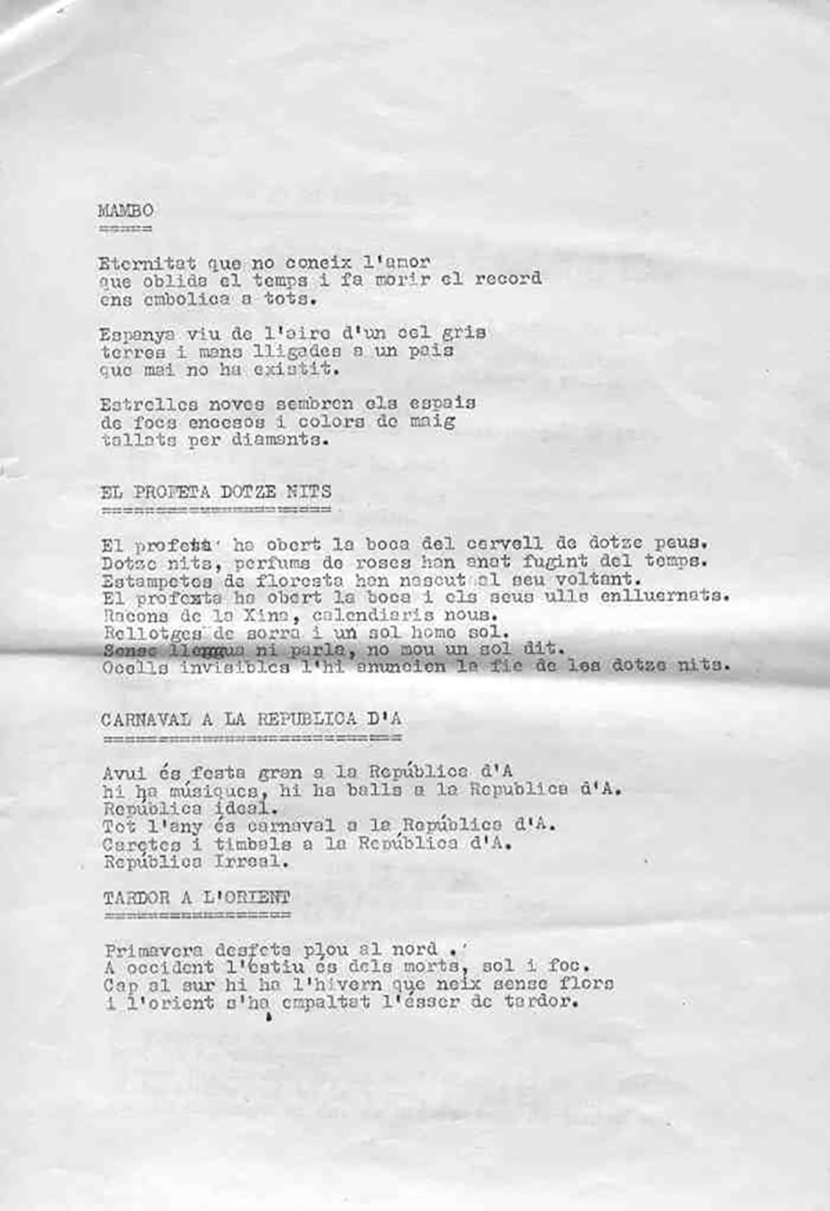 Mambo + El profeta dotze nits + Carnaval a la República d'A + Tardor a l'Orient