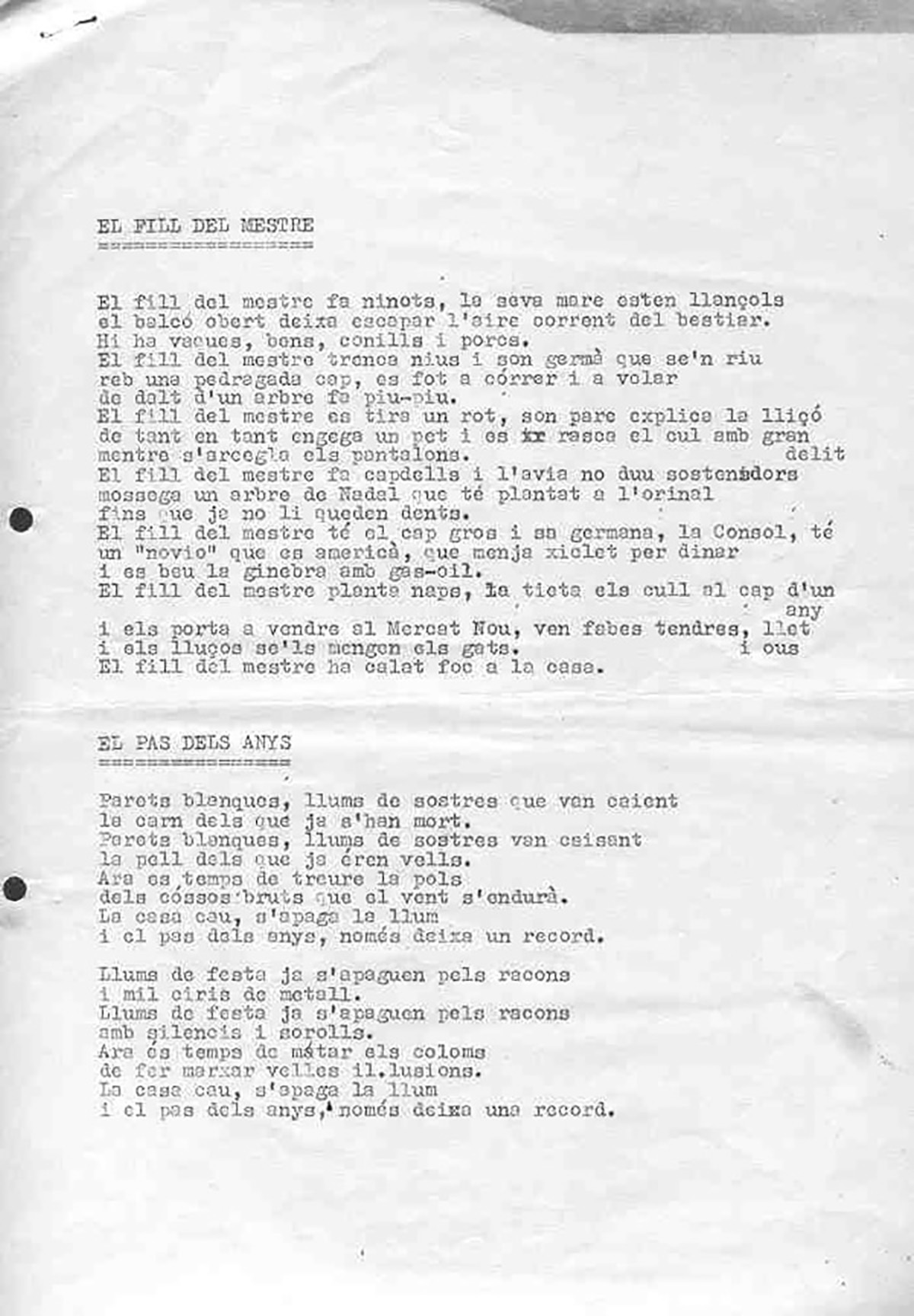 El fill del mestre + El pas dels anys